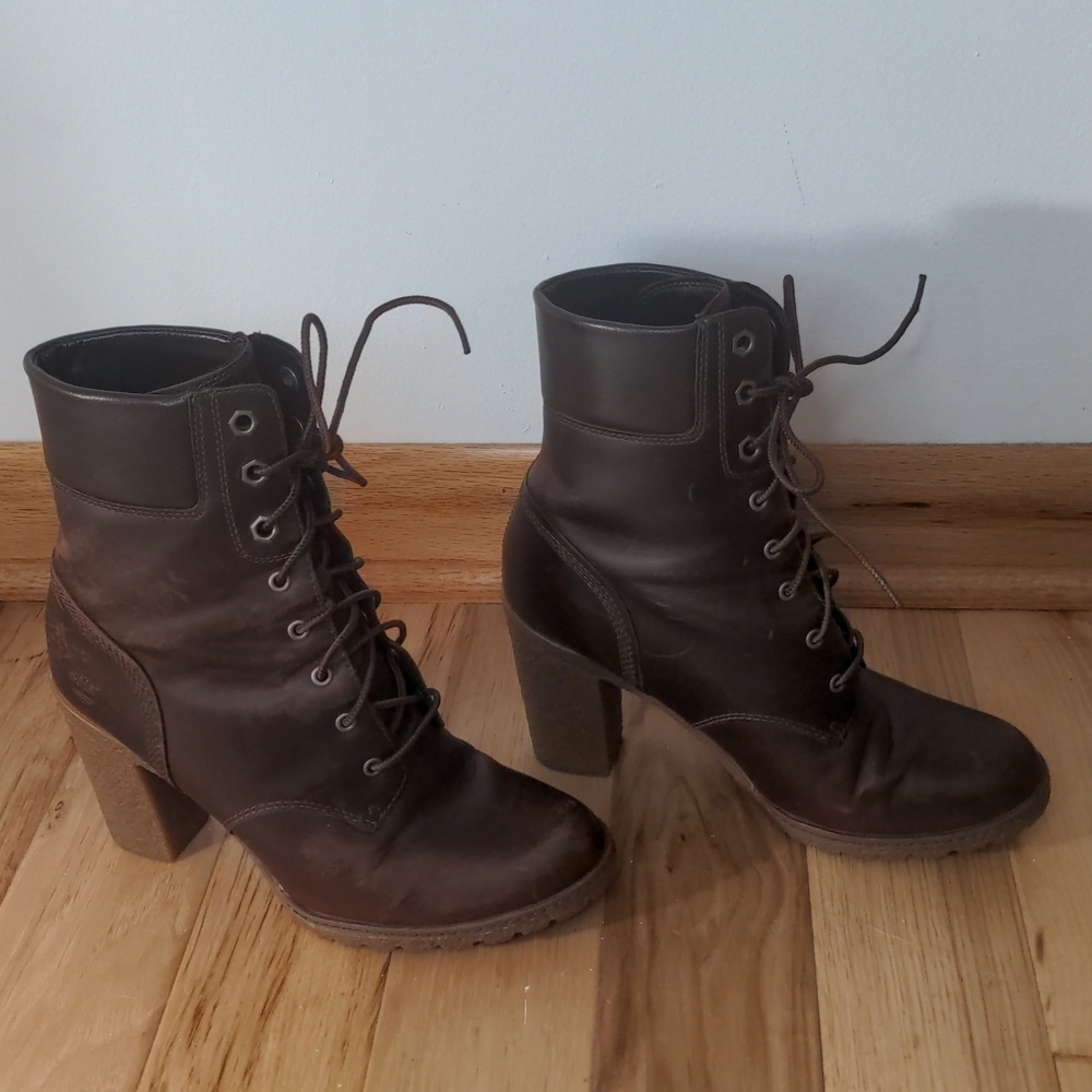 Timberland Burgandy Glancy Lace-up Leather Factory Distressed Boots 7.5 - Picture 5 of 11